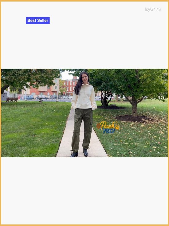 High Waisted Cargo Pants with 6 Pockets Stretchy Wide Leg Travel Streetwear - Picture 6 of 7